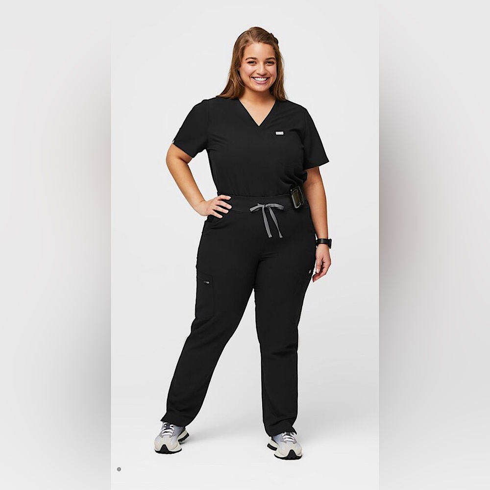 Figs - High Waisted Yola Skinny Scrub Pants - Black - 2XL